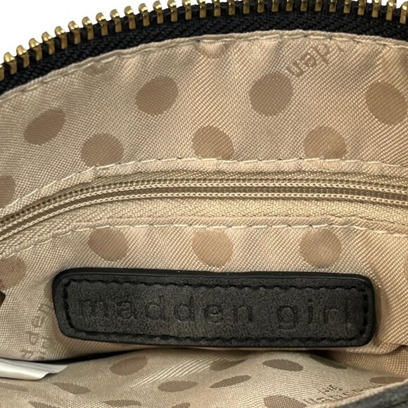 Madden Girl Crossboady Purse Gray Bag Zipper Pocket Inside Top Zipper Logo - Picture 10 of 13